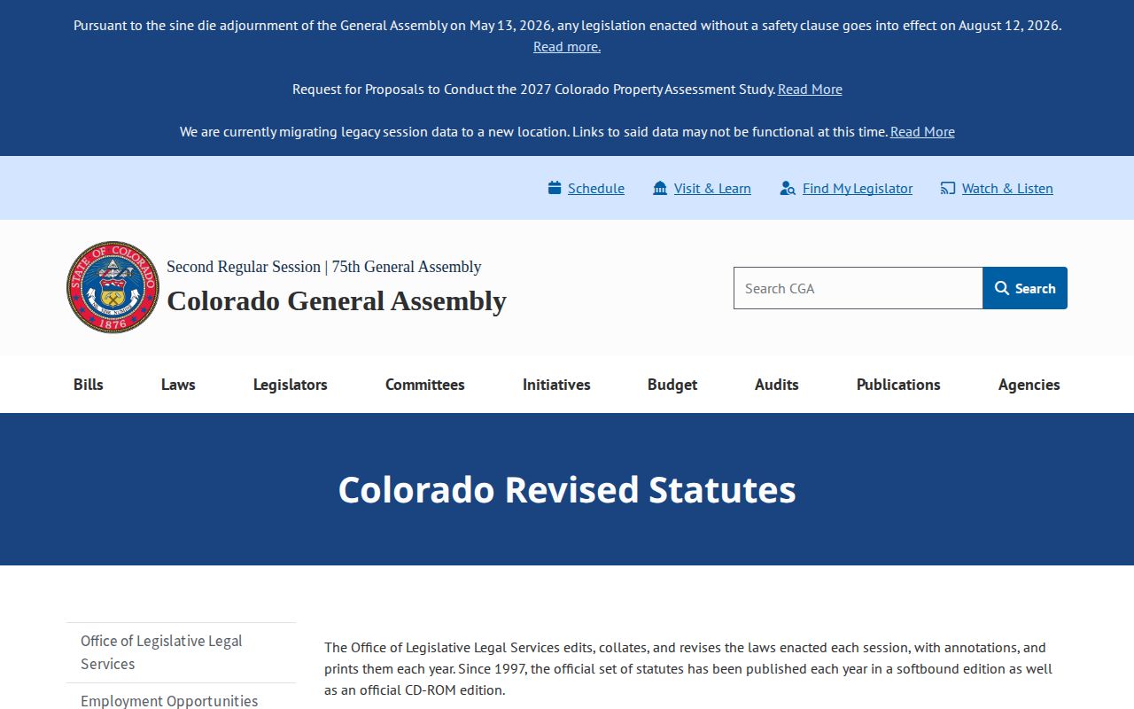 Colorado statute source for Mineral County booking photograph records